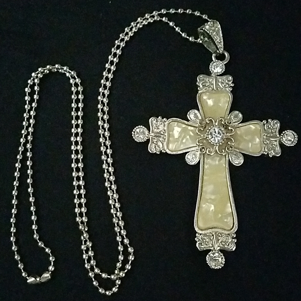 Big Silver Cross Necklace